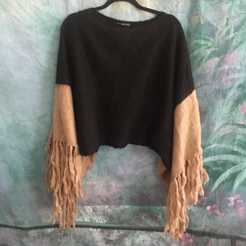 Chico's Black Label fringed poncho